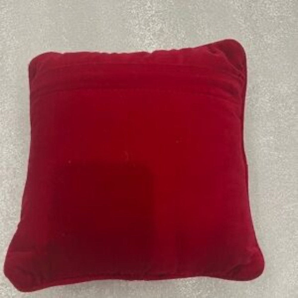 Holiday Needlepoint Decorative Throw Pillow - Red, Green, Cream - Picture 3 of 7